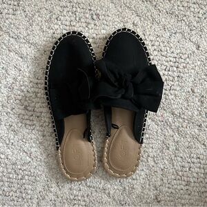Loft Black Espadrille Bow Slides